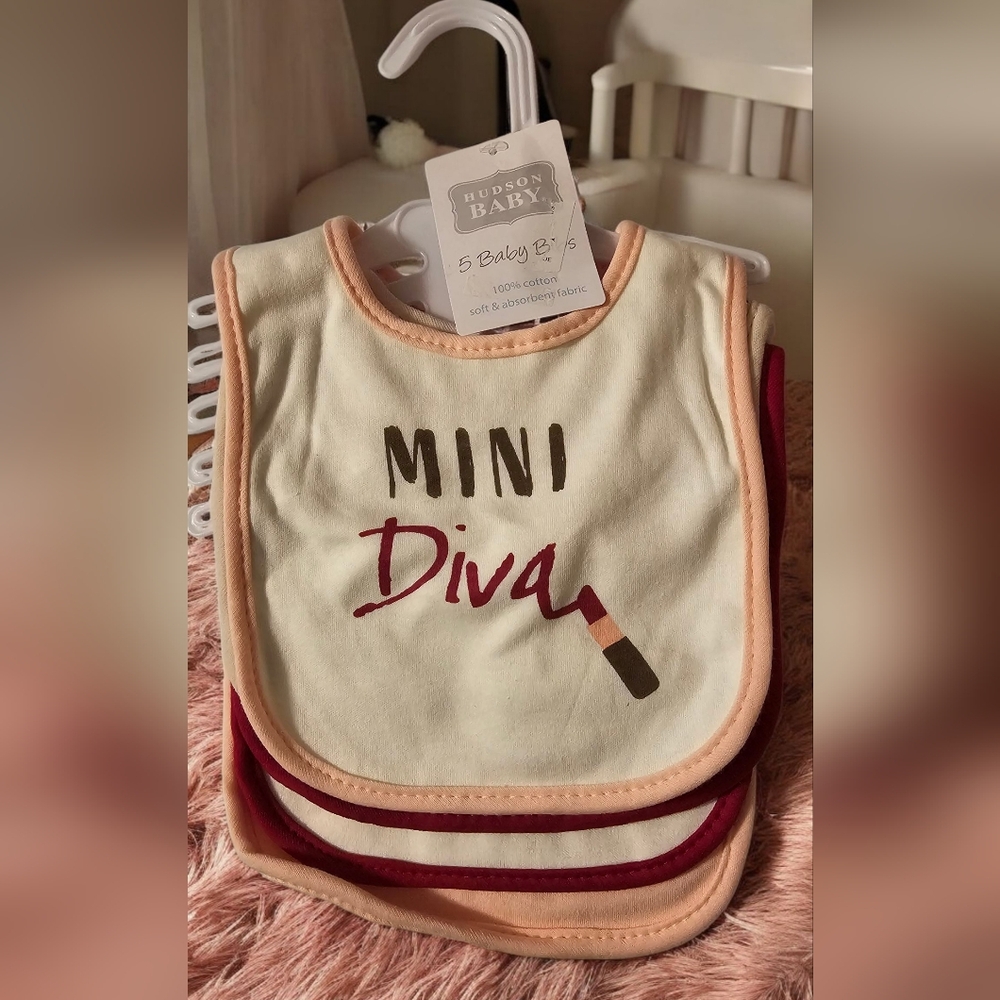 Hudson Baby Cream and Red Bib Set